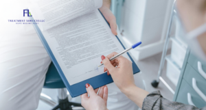 A person signing a document